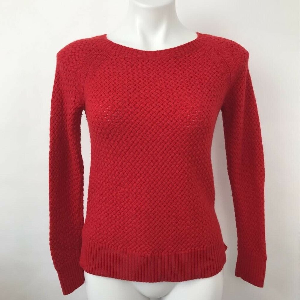 Ann Tayor LOFT Pullover Sweater Red Ribbed Sz S